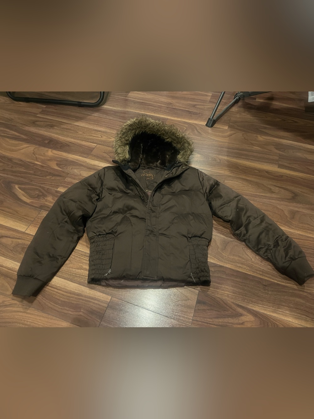 Talula TNA Brown Puffer Jacket with Faux Fur Hood